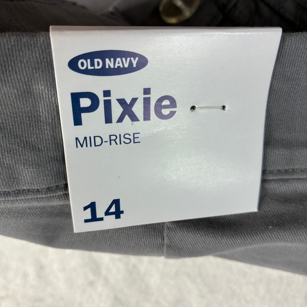 Old Navy Pixie Mid Rise Gray Twill Pants Women Size 14 New With Tags - Picture 5 of 16